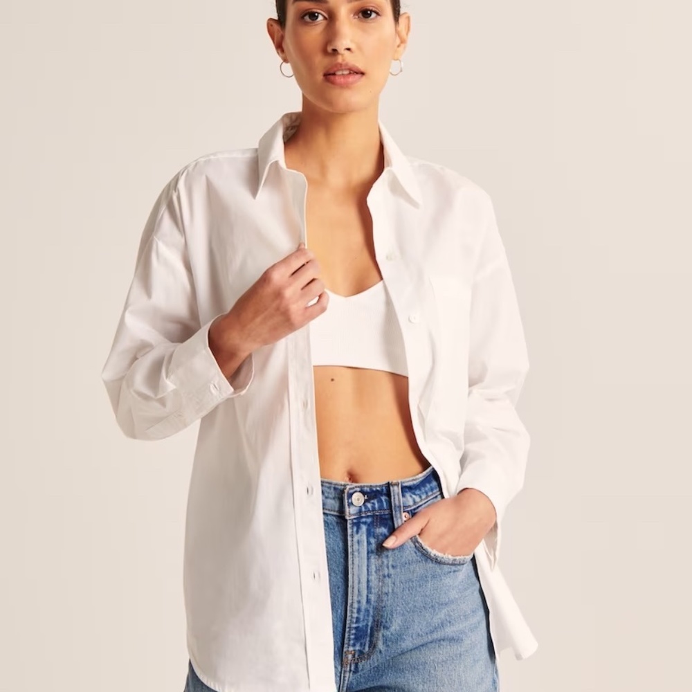 Abercrombie and Fitch Oversized Poplin Button-Up Shirt